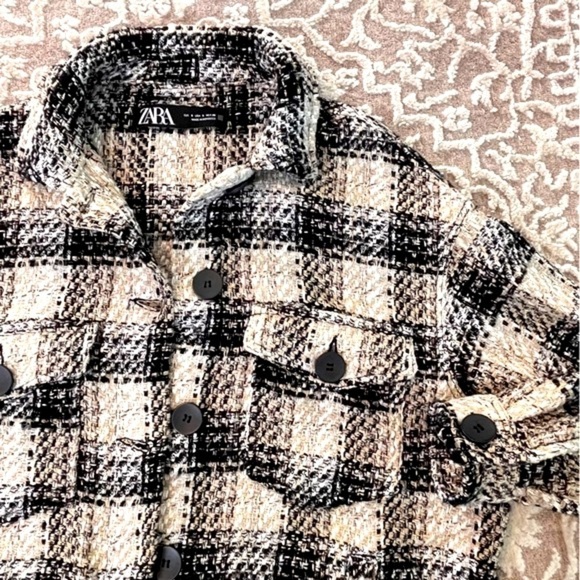 Zara Women’s Chunky Tweed Plaid Shacket - Picture 9 of 15